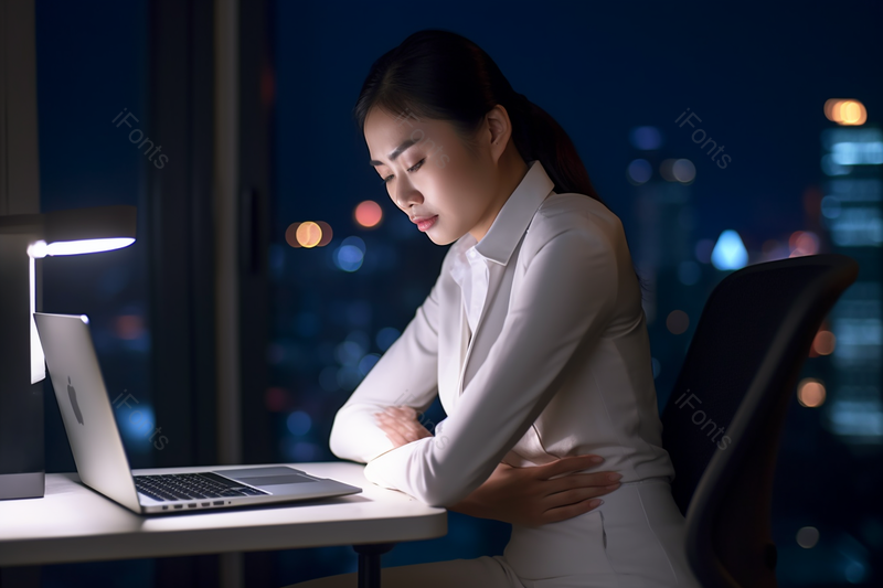 职场女性深夜在办公室加班闭眼思考问题摄影背景,高清,摄影图,摄影图片,图片大全,摄影图免费下载